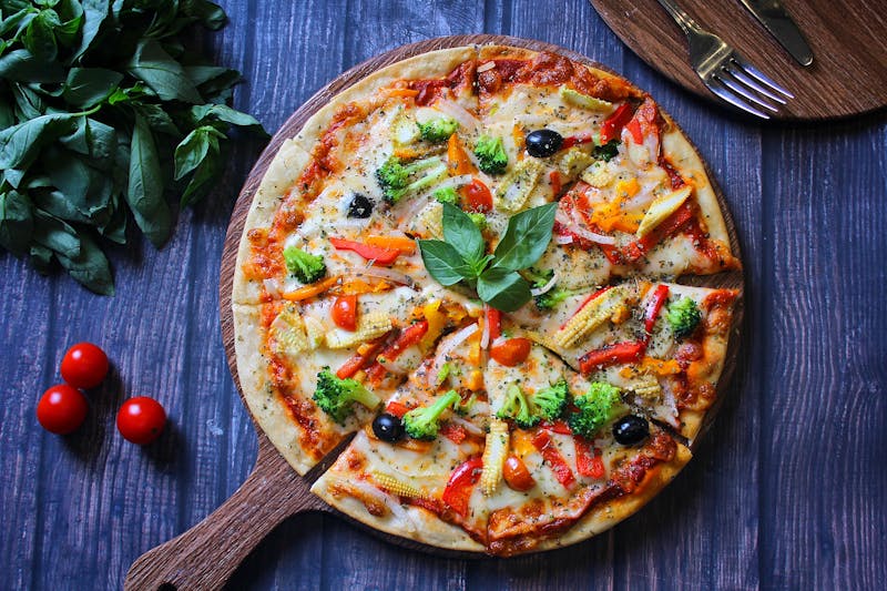 Veggie Garden pizza loaded with fresh vegetables