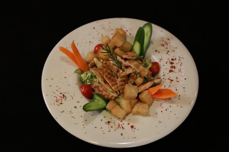 Classic Caesar salad with romaine and dressing